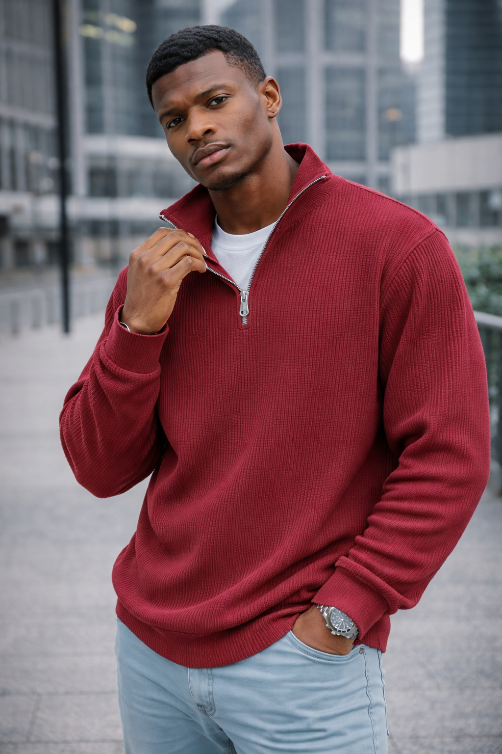 Bruno | Suéter moderno de media cremallera