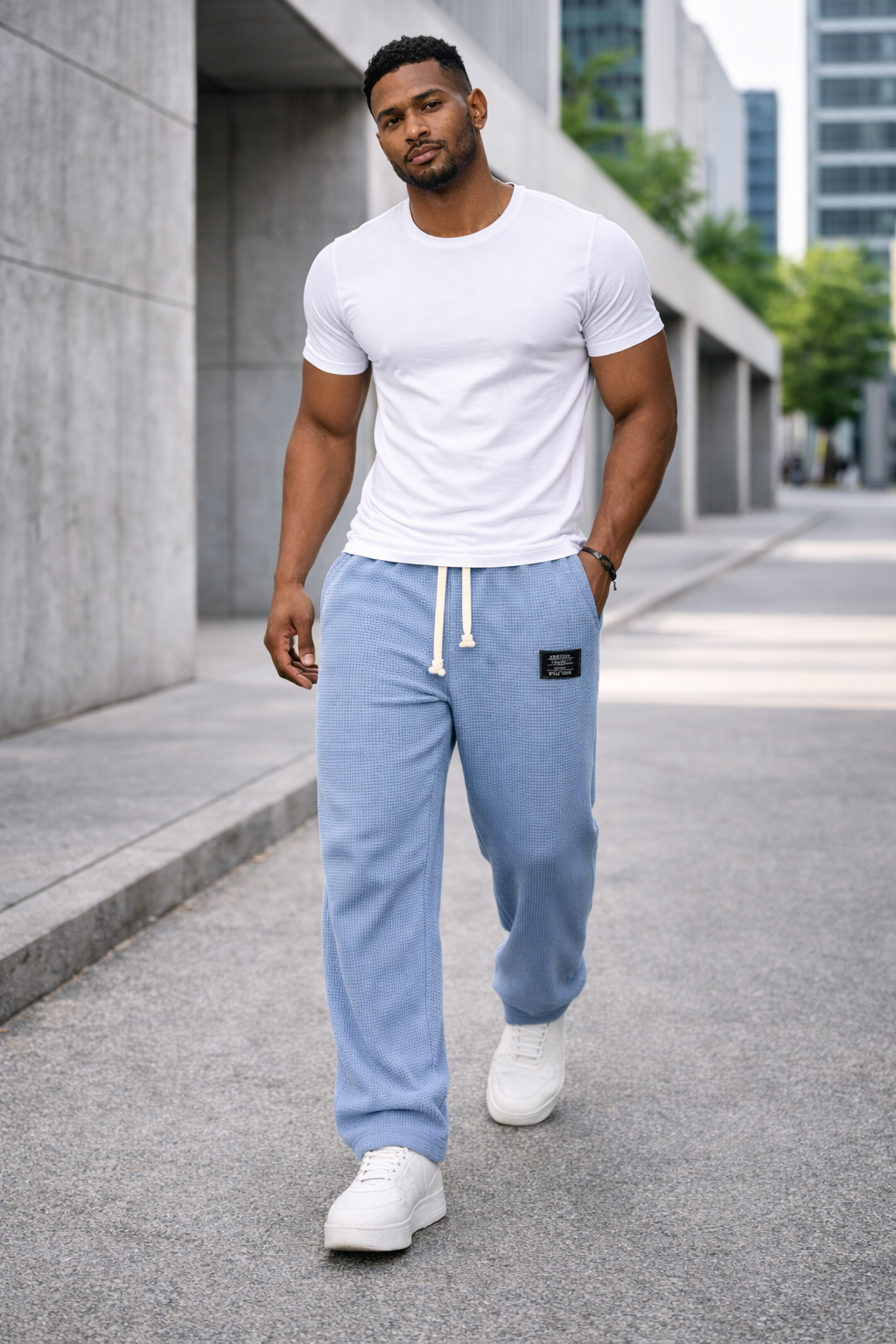 Andre — Pantalones de pierna ancha con cintura ajustable