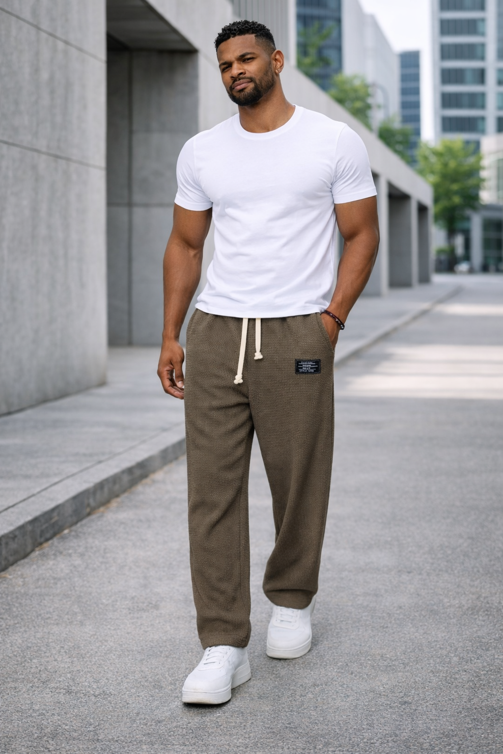 Andre — Pantalones de pierna ancha con cintura ajustable