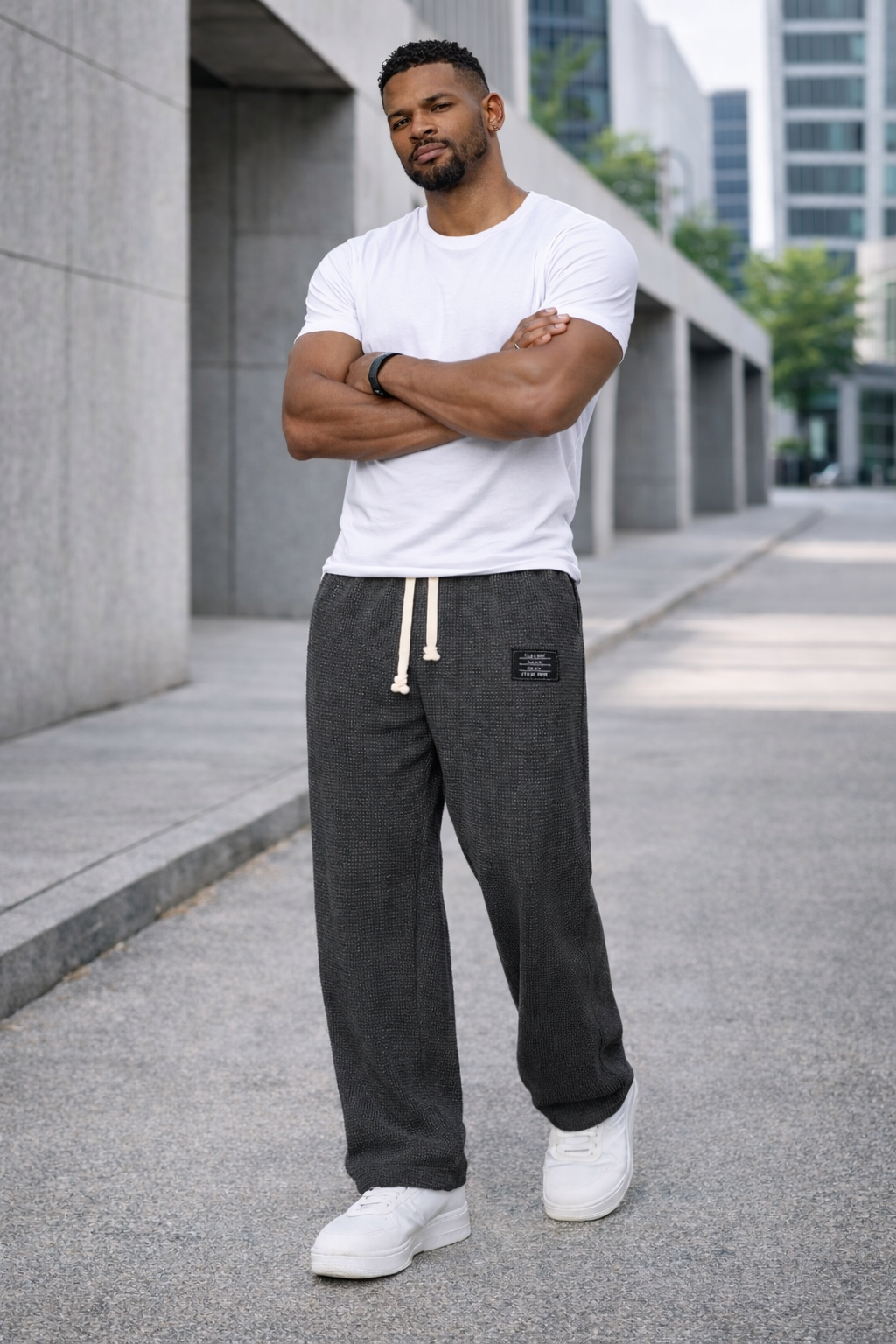 Andre — Pantalones de pierna ancha con cintura ajustable