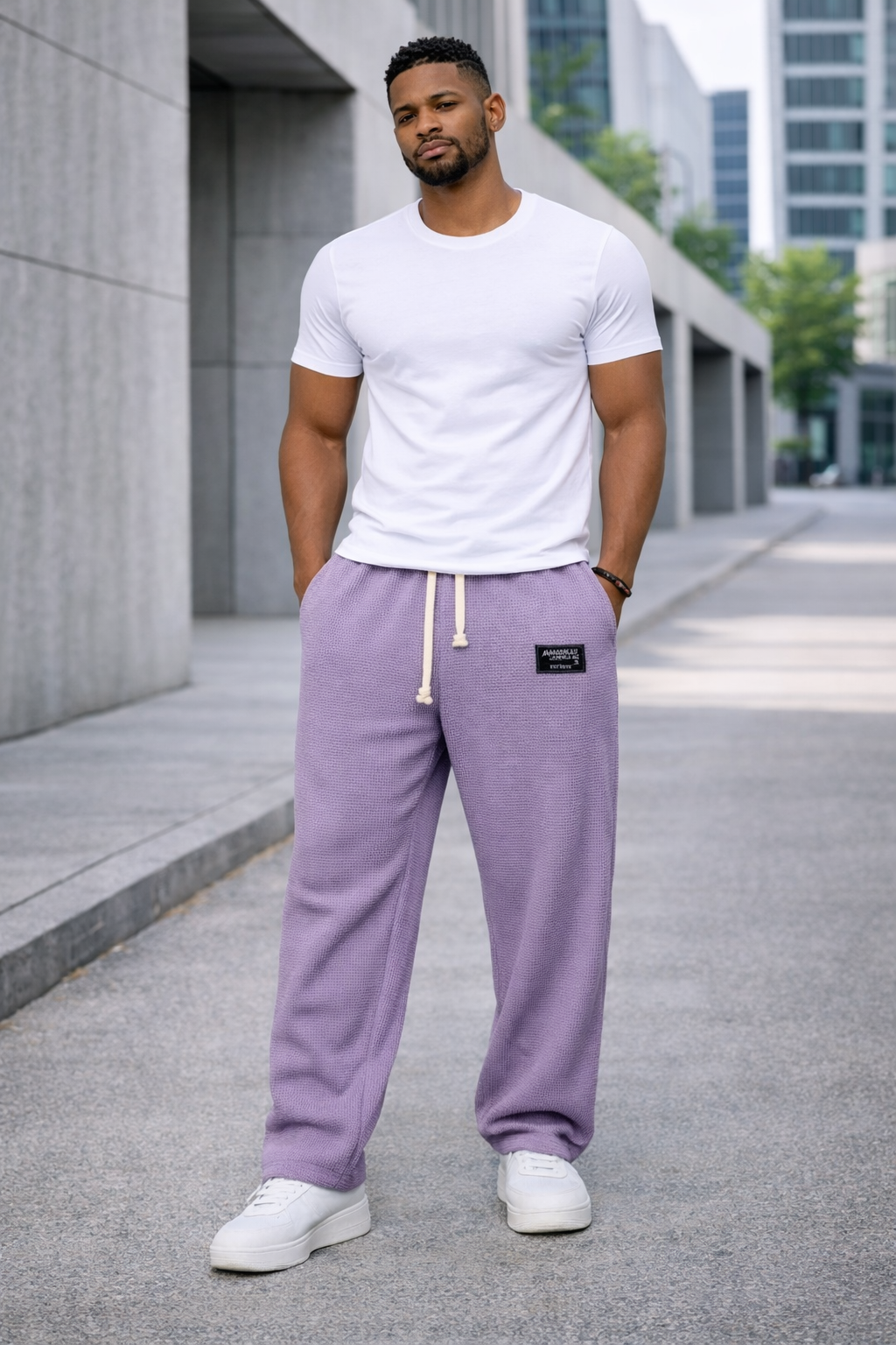 Andre — Pantalones de pierna ancha con cintura ajustable