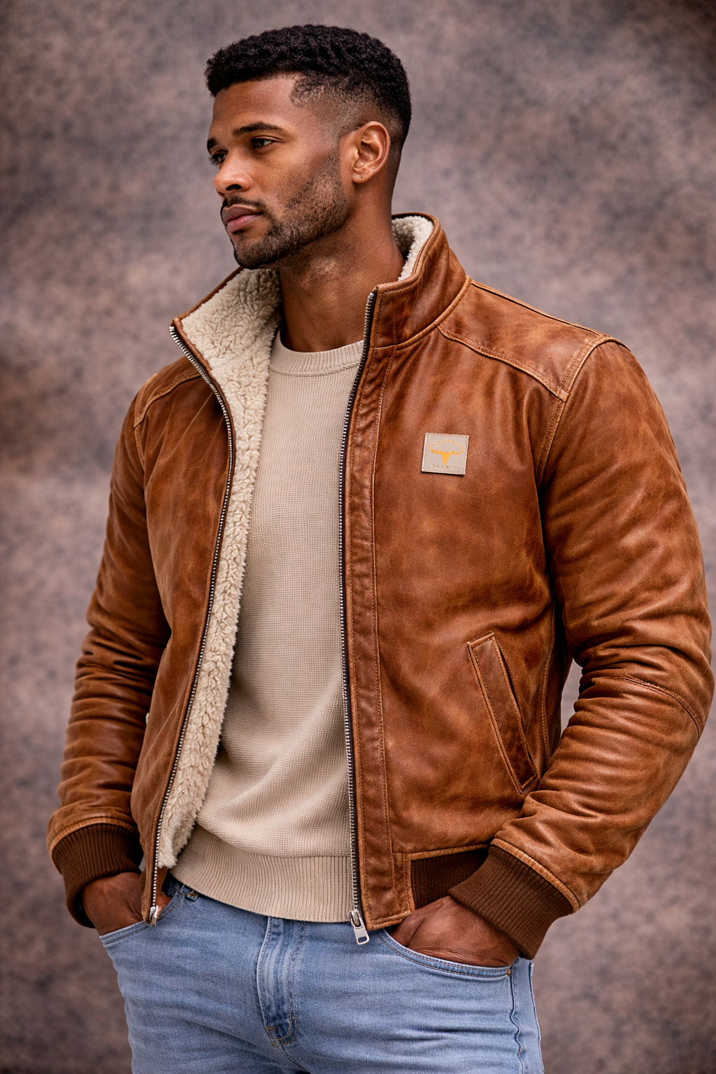 AURELIO| CHAQUETA DE CUERO TÉRMICO