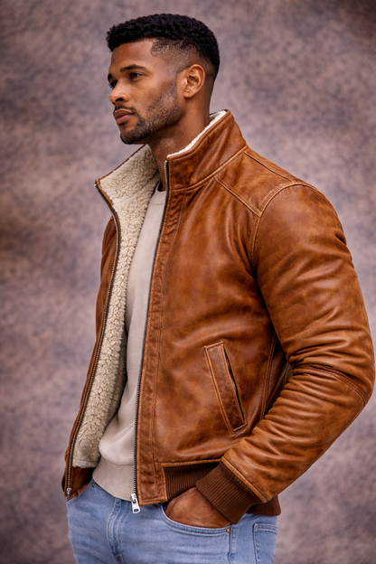 AURELIO| CHAQUETA DE CUERO TÉRMICO