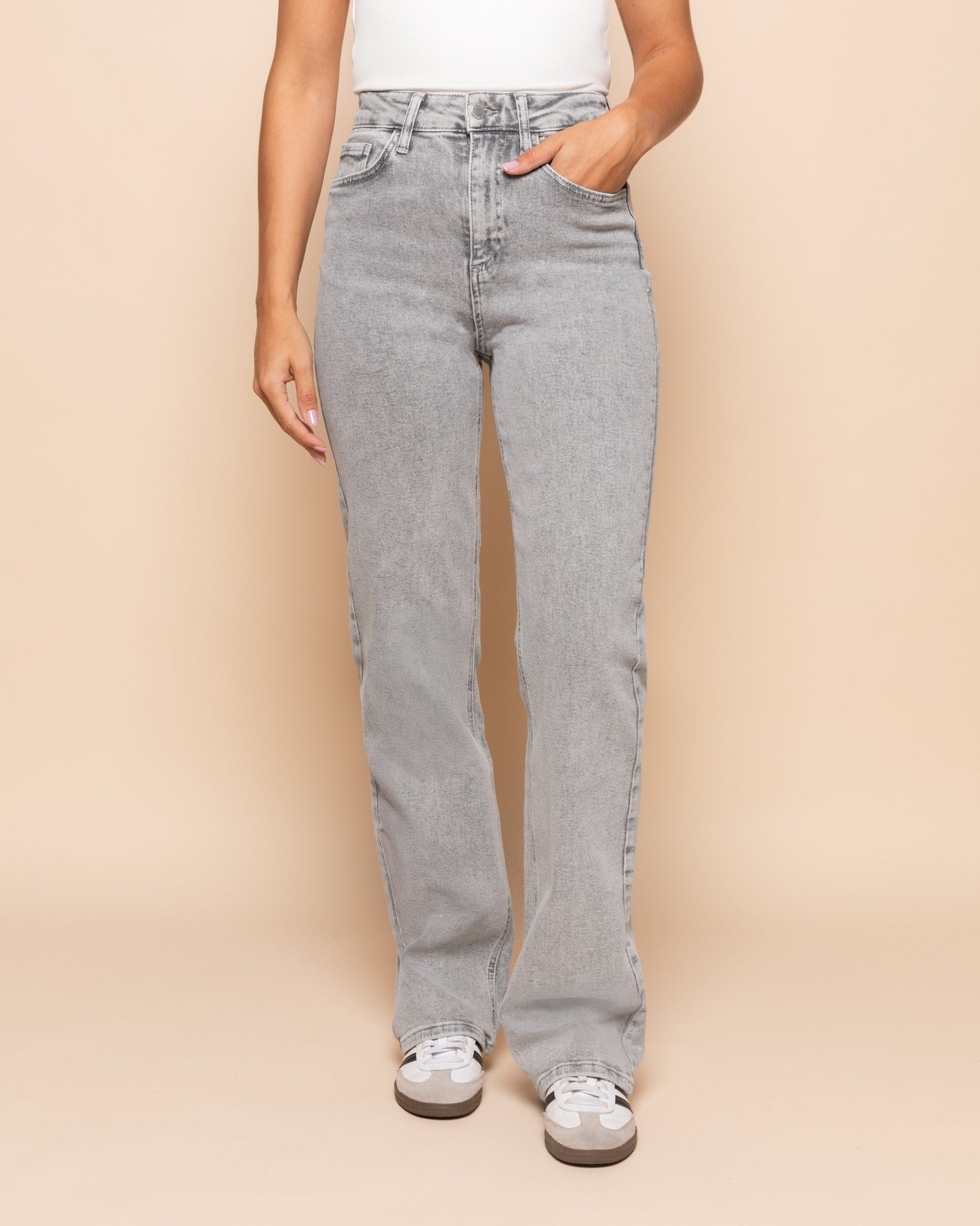 Aitana - Vaquero de Corte Acampanado Gris