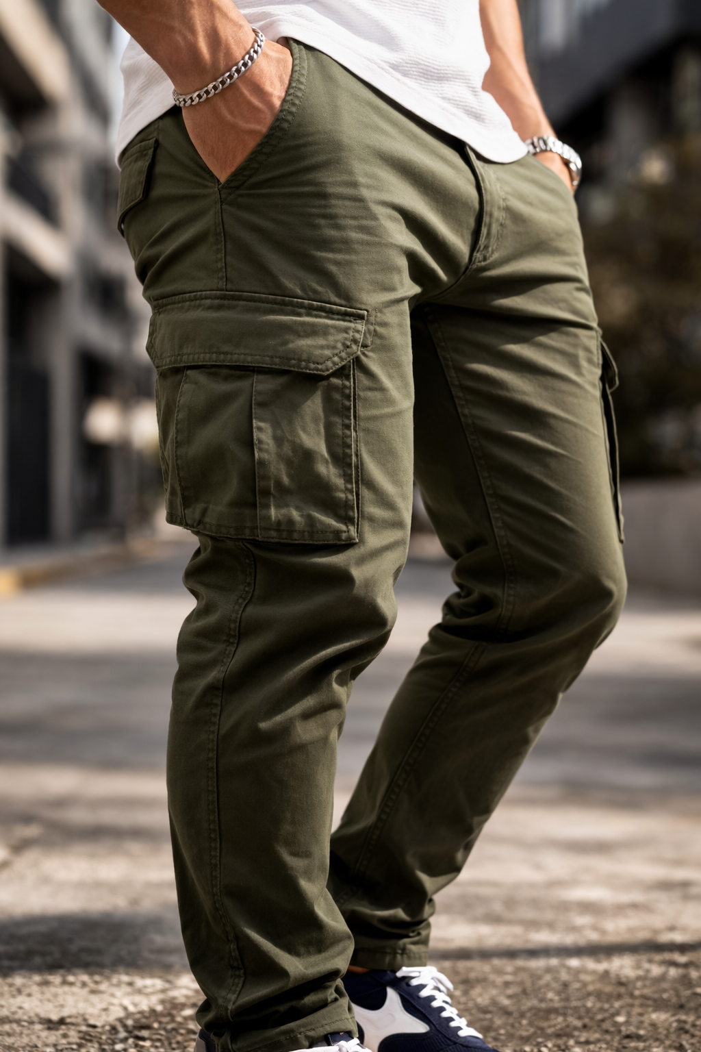 Niko | Pantalones cargo slim de estilo utilitario