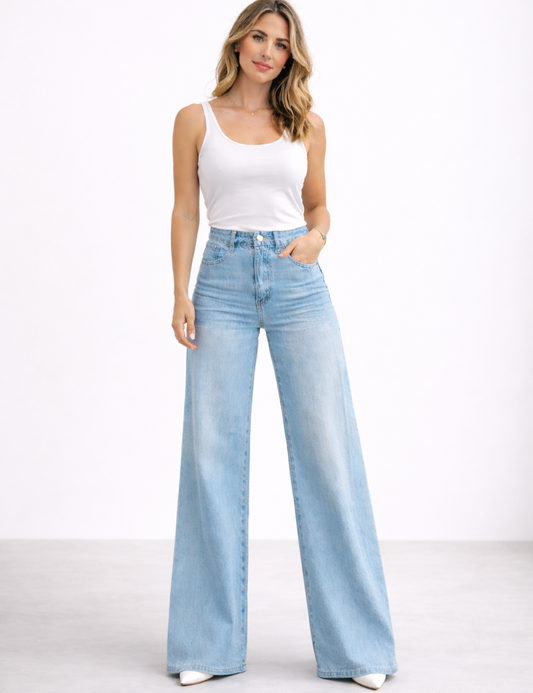 Mirisa - Pantalones anchos de talle alto y tacto suave